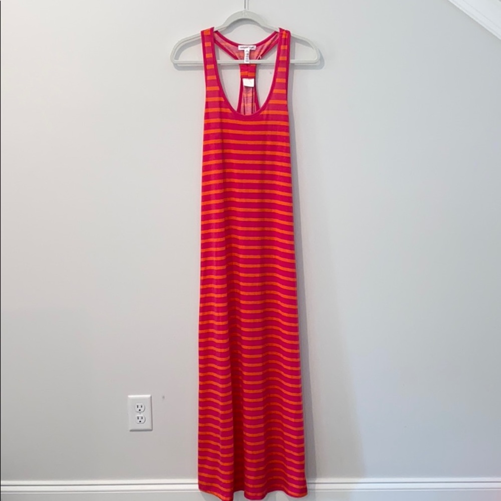 Orange & Pink stripped Maxi Dress